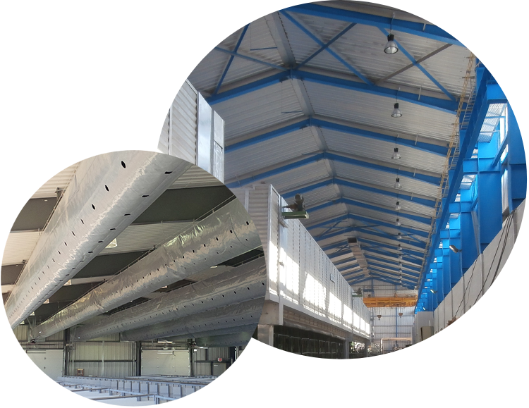 Industrial Warehouse HVAC System and Fabric Duct